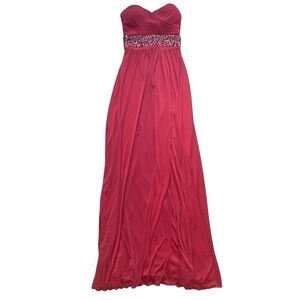B Darlin Pink Strapless Prom Dress Gown Womens Size 1/2 Bejeweled Beaded Design